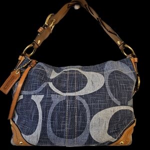 Coach Blue and Brown Shoulder Bag